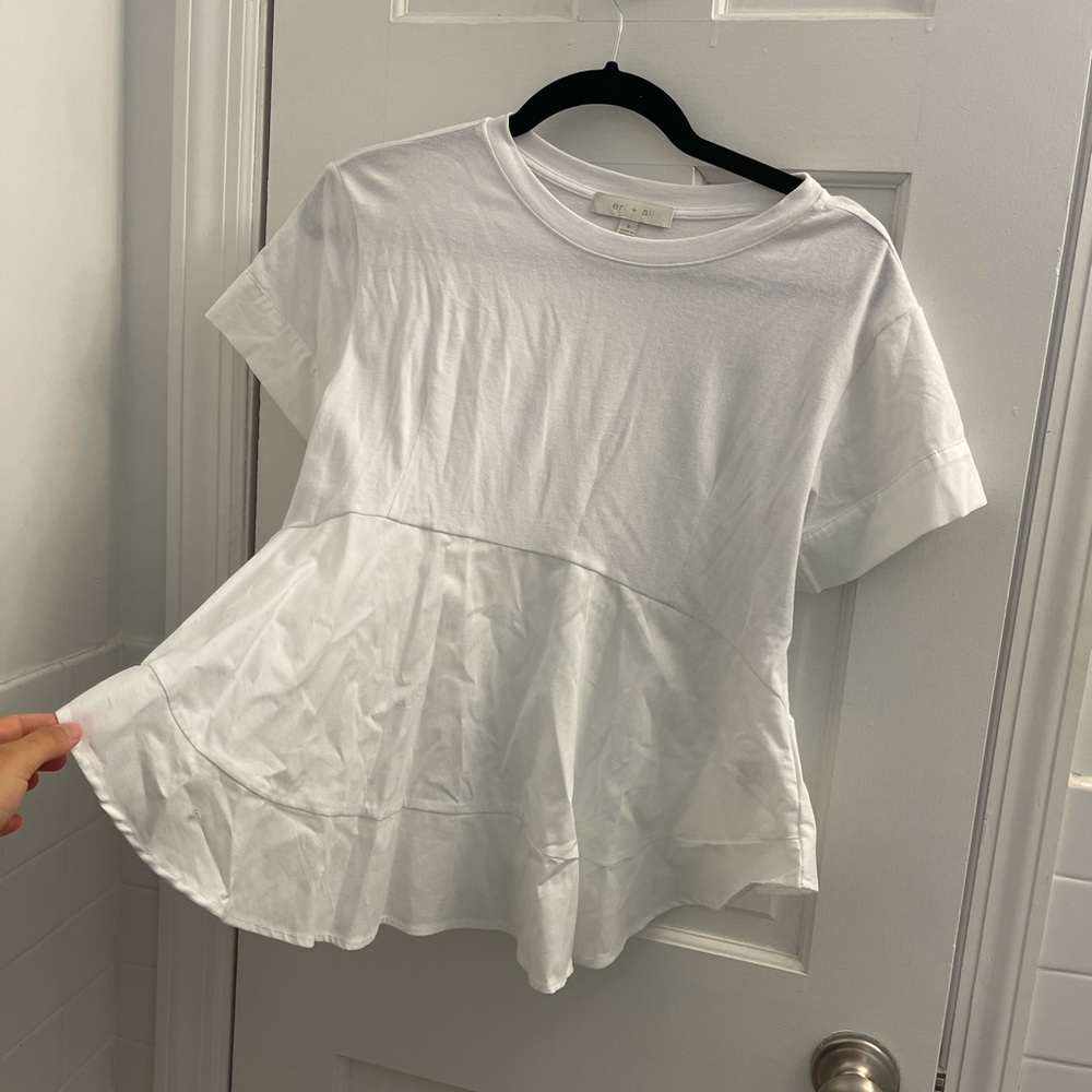 White baby doll T-shirt top from Anthropologie